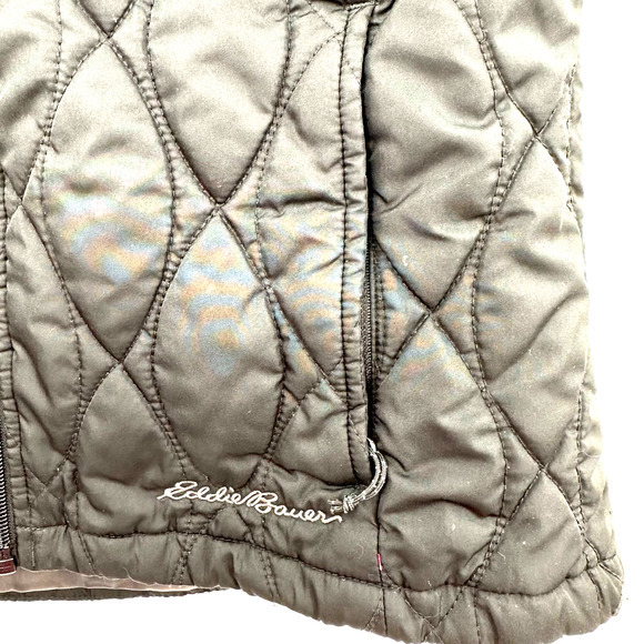Eddie Bauer size XS black quilted puffer full zip vest with pockets - Picture 3 of 4